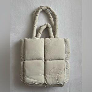 Logo Brands Indianapolis Motor Speedway Logo Cream Puffer Tote Bag Used Once